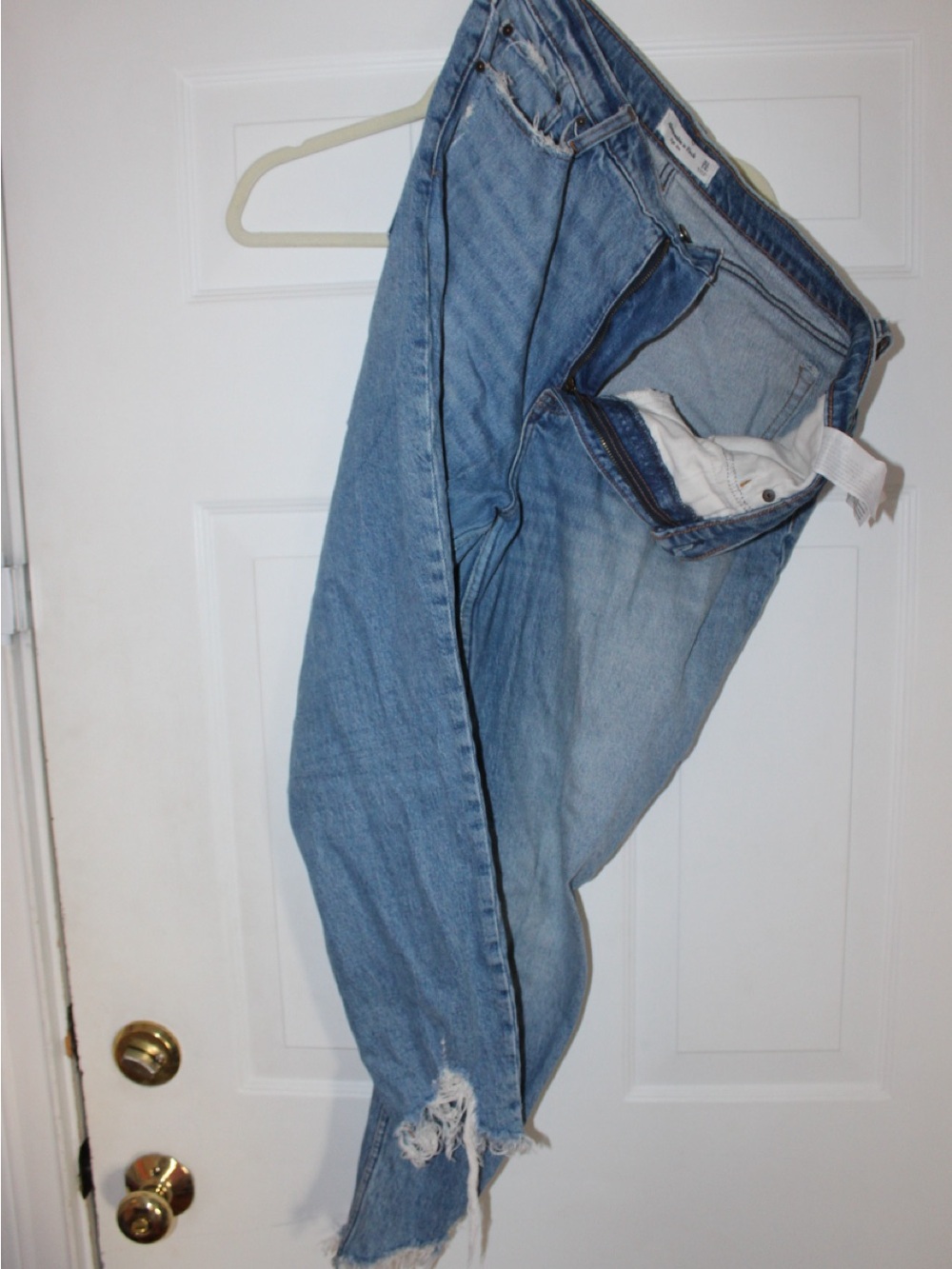 Abercrombie & Fitch Light Blue Skinny Jeans with Distressed Hem